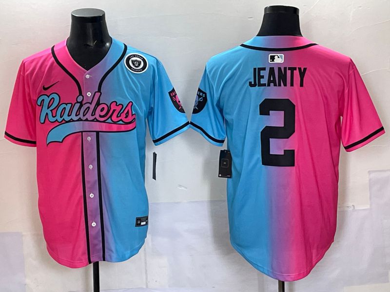 Men 2025 Oakland Raiders 2 Jeanty Blue pink Nike Limited NFL Jersey 008